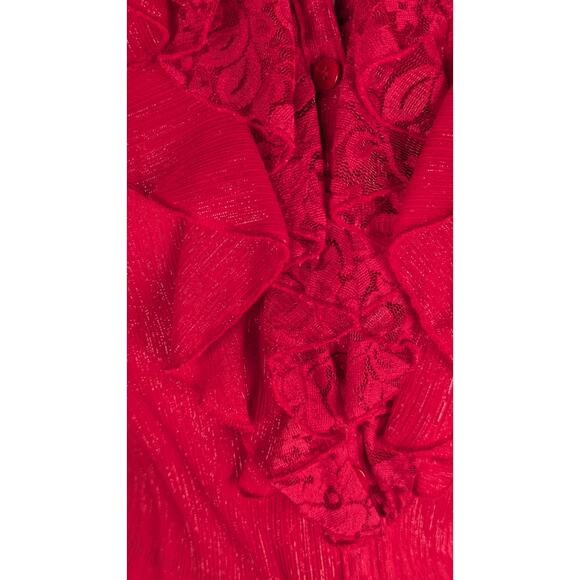 IZ Buyer Y2K top attached camiSz M (6) ruffles glistens laceHallow EUC buttons - Picture 8 of 11